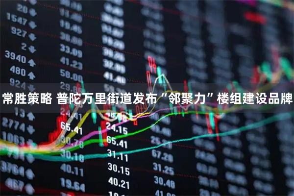 常胜策略 普陀万里街道发布“邻聚力”楼组建设品牌